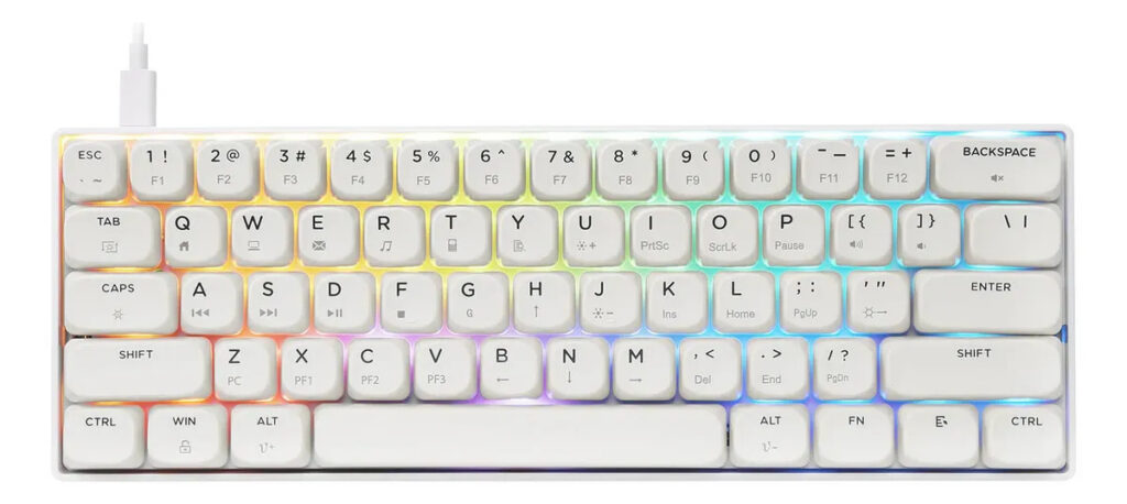 Teclado Mecânico Gamer 60% Com Hotswap Rgb E Switches Azuis Com Clique Usb E N-key Rollover Layout Us