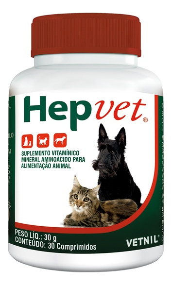 Hepvet Vetnil Vitamínico Para Cães e Gatos Com 30 Comprimidos