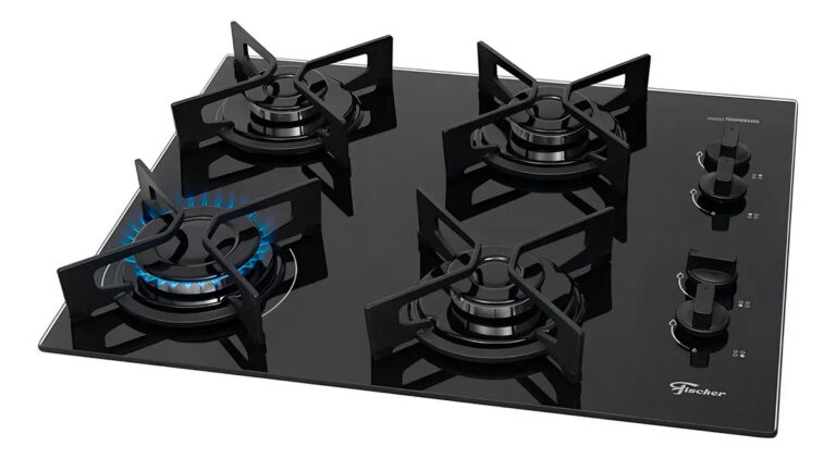 Cooktop Fit Line Fischer 4 Bocas Chama Rapida Trempe Iron Vidro Preto 36310-102671