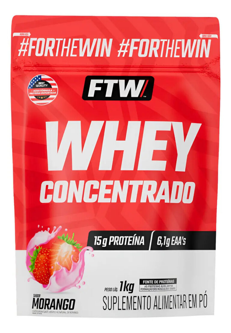 Whey Protein Concentrado 1kg Sabor Morango – Ftw