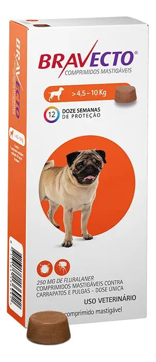 Bravecto Comprimido Antipulgas e Carrapatos MSD Para Cães 4,5 A 10 kg