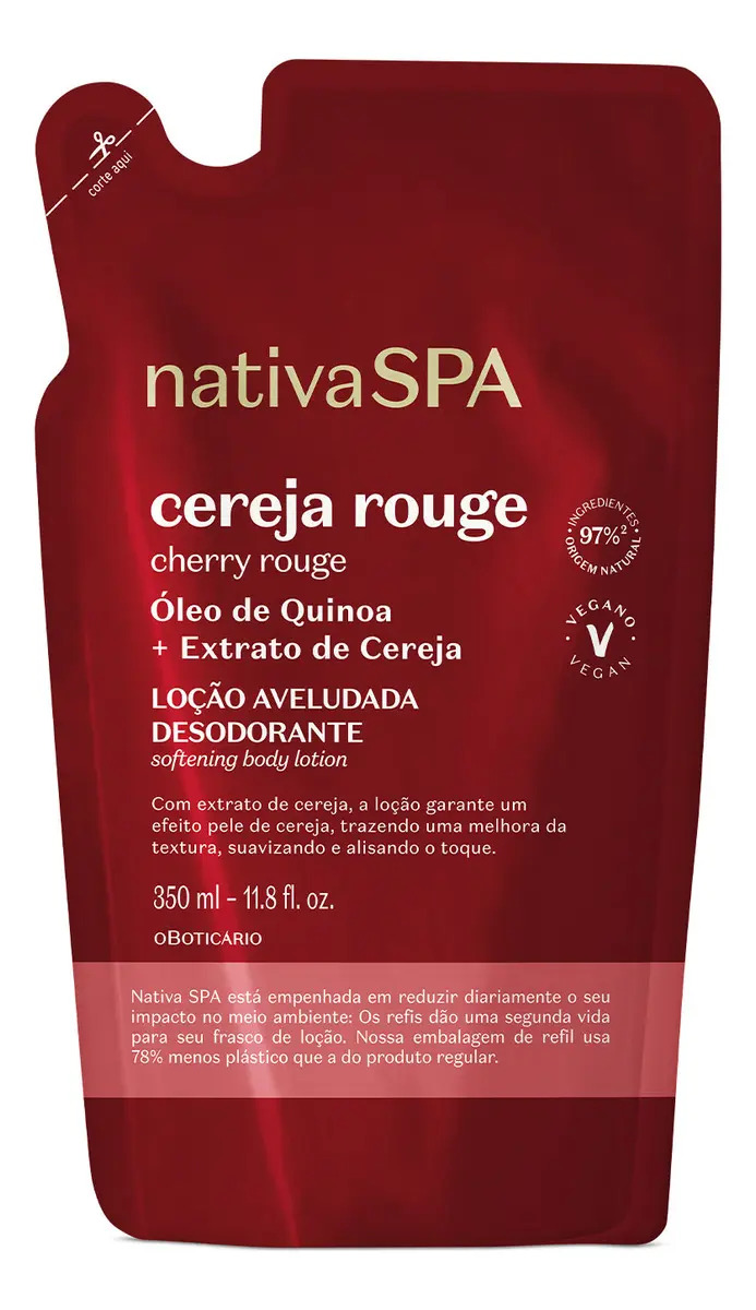 Nativa Spa Refil Loção Aveludada Cereja Rouge 350ml