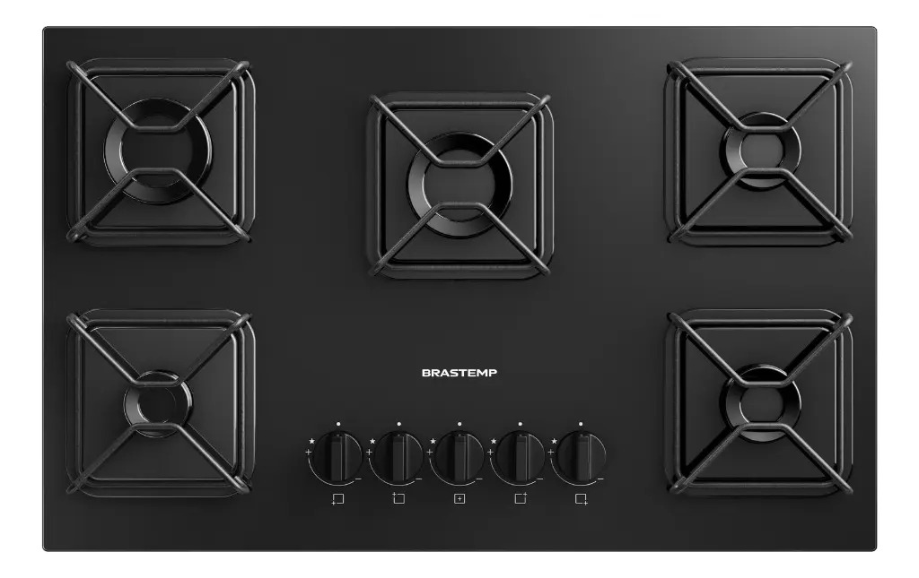 Cooktop 5 Bocas a Gás Brastemp com Grades de Ferro Aramado e Chama Simmer – BDD75BE