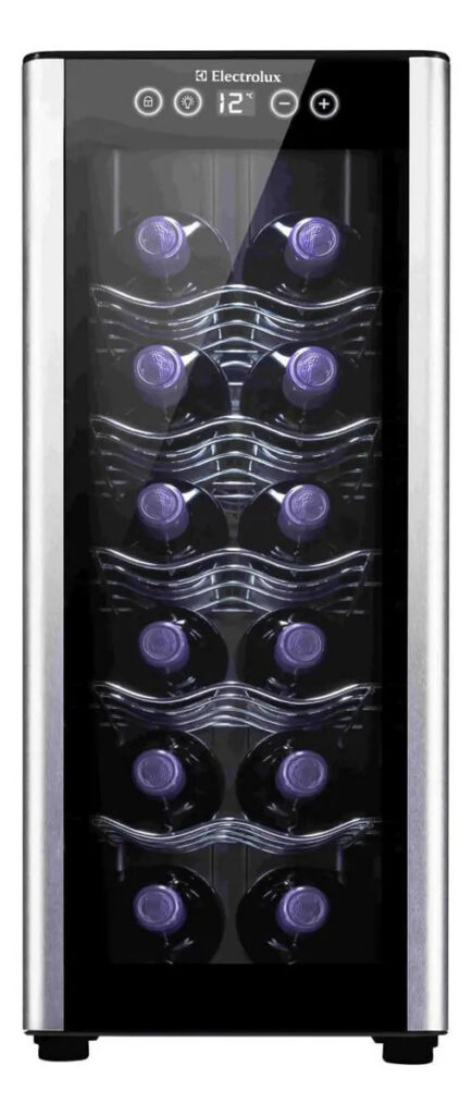 Adega de vinho climatizada Electrolux 12 garrafas Uma Porta Acabamento em Alumínio ACB12 Bivolt