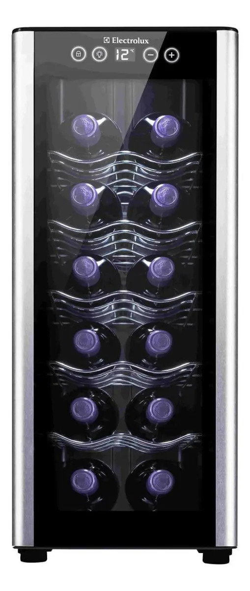 Adega de vinho climatizada Electrolux 12 garrafas Uma Porta Acabamento em Alumínio ACB12 Bivolt