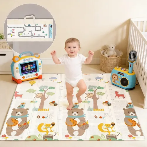 Tapete Tatame Dobráve Infantil 120x180cmx6mm Dupla Face Bebê