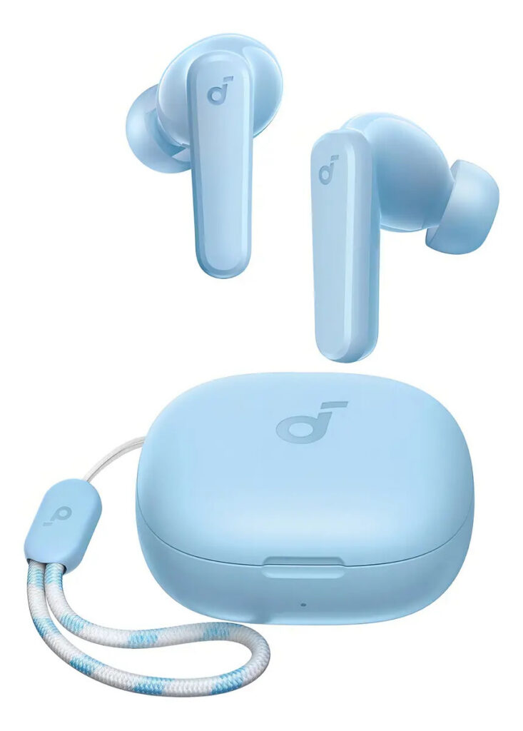 Fone De Ouvido Soundcore by Anker P20i Graves Poderosos e Impactantes Bluetooth 5.3 30H de Reprodução Resistência à Água 2 Mics IA para Chamadas Claras Personalização de Som via App Cor Azul-claro