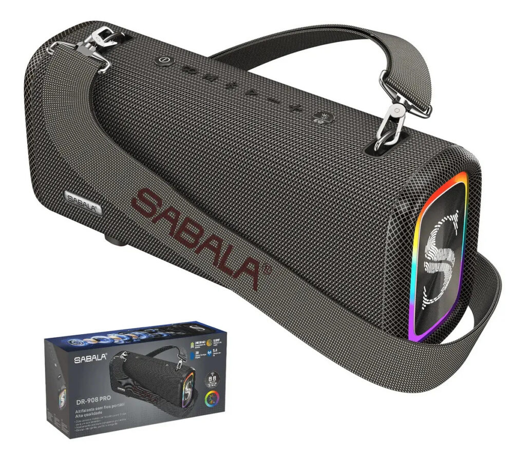 Caixa De Som Bluetooth 120w 20800mah Usb Sabala Dr-908 Pro Cor Cinza-escuro