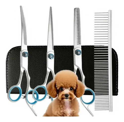 Kit 4 Tesouras Banho Tosa Pet Cães Shop Profissionais