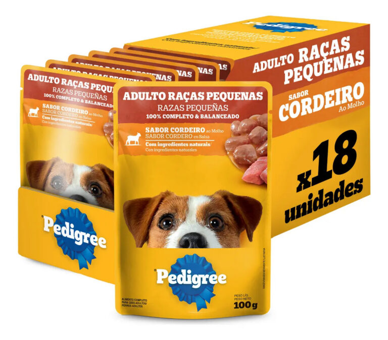 Kit Ração Úmida Pedigree Sachê Cordeiro Cães Adultos 18 Un