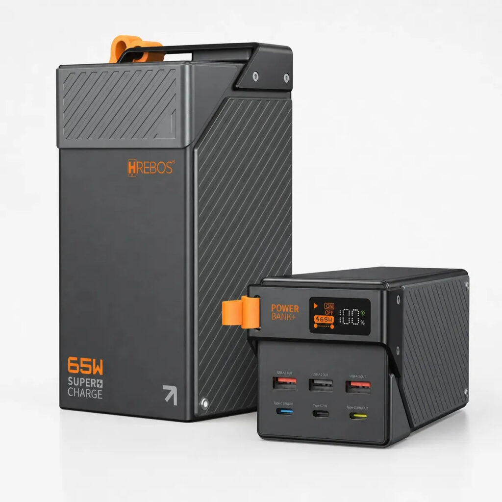 Power Bank Hrebos PB-998 50000mah 65w Turbo Usb Compatível Starlink Preto