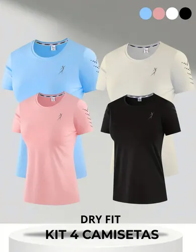 Kit 4 Camisetas Dry Fit Feminina Academia Tecido Levinho