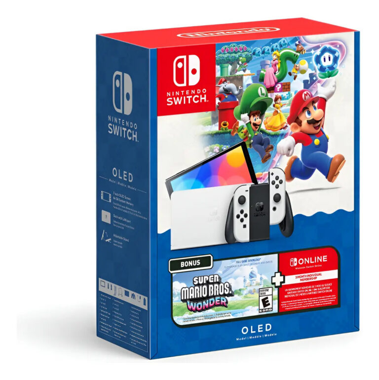 Console Nintendo Switch Oled + Super Mario Wonder + 3m Nso cor branca