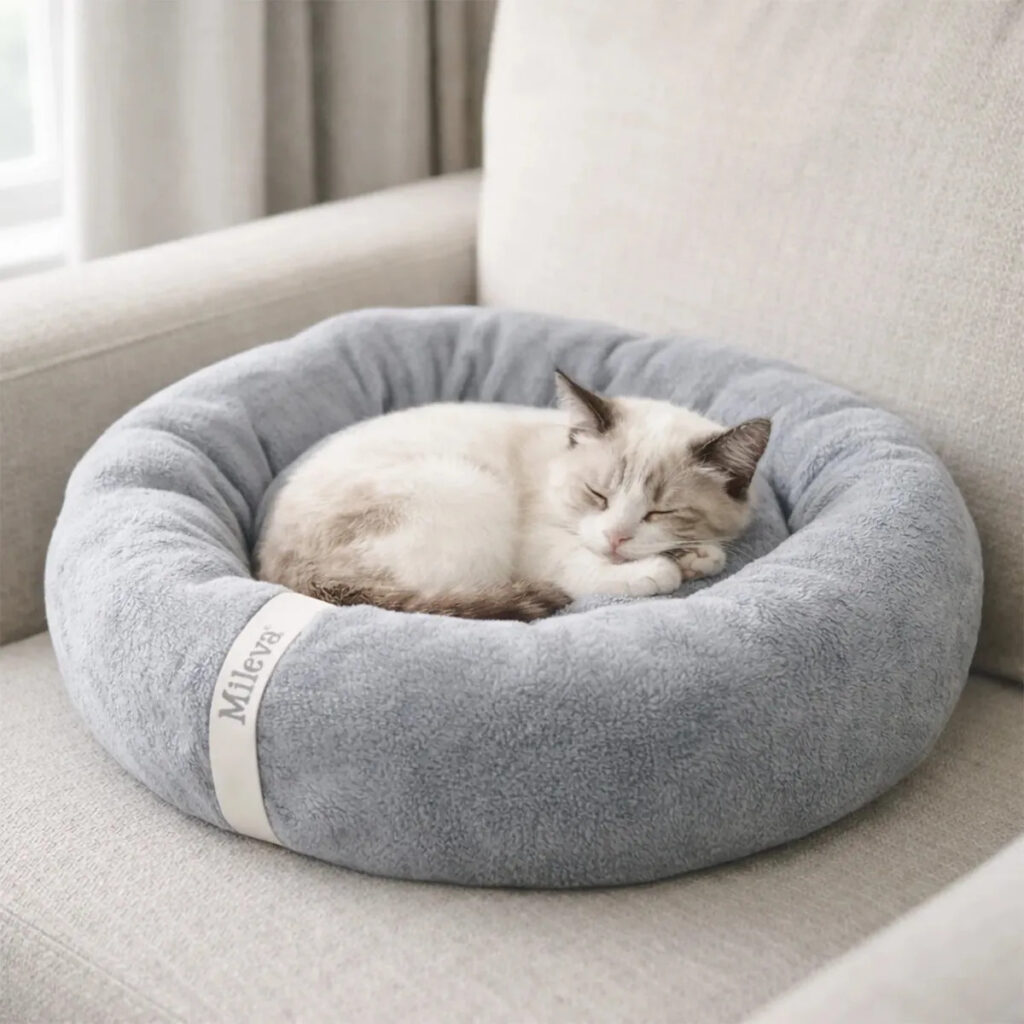 Cama De Gato Caminha Nuvem Ninho Pet Soft Redonda 50x50cm Cor Cinza