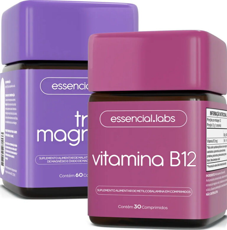 KIT TRI MAGNÉSIO contendo MAGNÉSIO DIMALATO, MAGNÉSIO BISGLICINATO e ÓXIDO DE MAGNÉSIO – 60 comprimidos + VITAMINA B12 Metilcobalamina – 30 doses