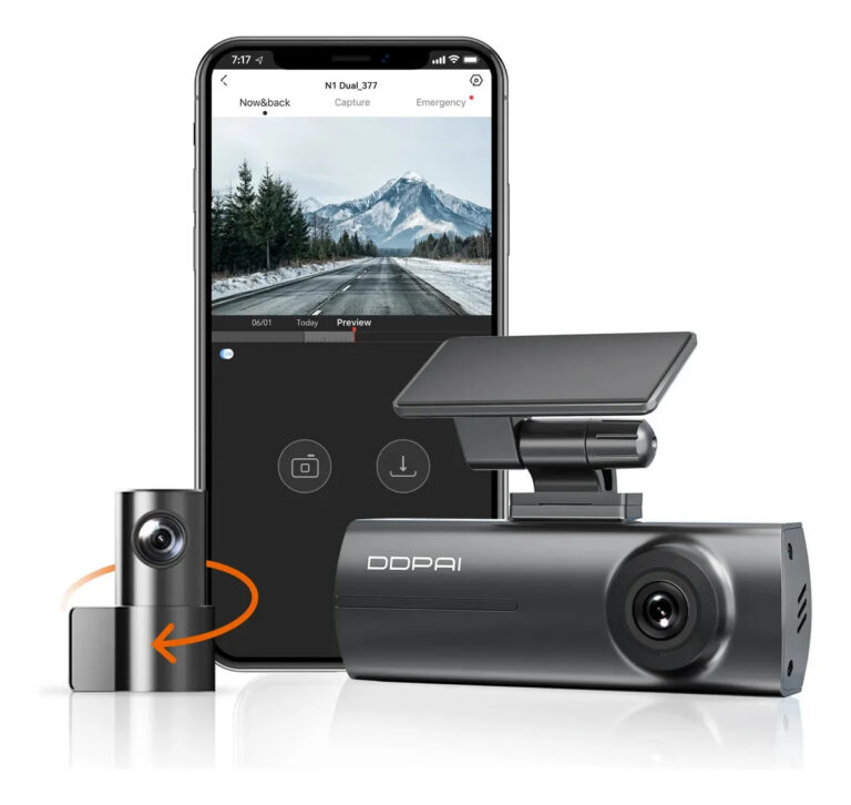 Ddpai N1 Câmera Veicular Automotiva Dupla 1296p + 1080p com Wi-Fi, Dashcam e Câmera para Carro com Visão Noturna Sensor G Gravação em Loop e Modo Estacionamento 24h Supercapacitor