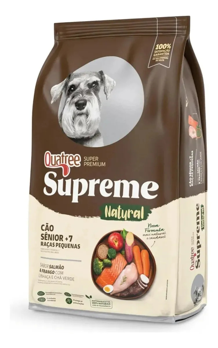 Quatree Supreme Quatree Supreme Sênior +7 Porte Pequeno Salmão/Frango 10,1 kg Cão Senior Seca