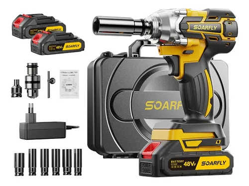 Chave De Impacto 800n.m 48v Brushless Com 2 Baterias Sem Fio