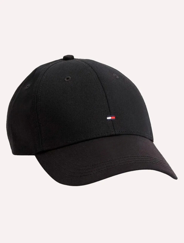 Boné Tommy Hilfiger Flag Tape Masculino Preto, Com Fechamento Ajustável