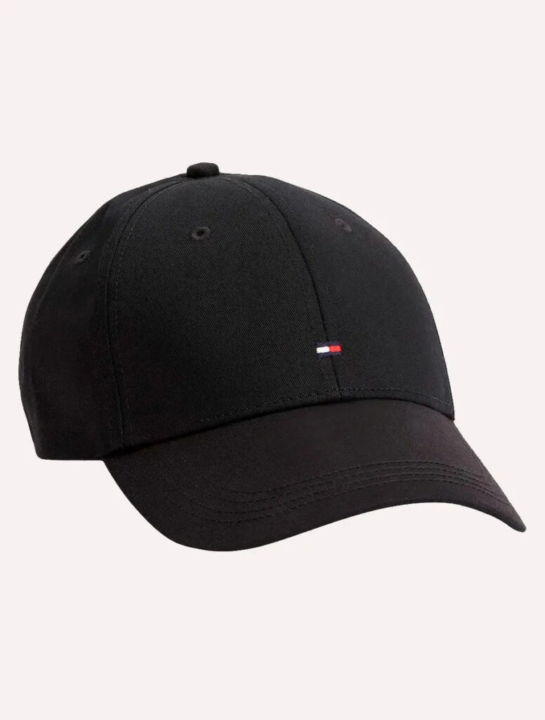 Boné Tommy Hilfiger Flag Tape Masculino Preto, Com Fechamento Ajustável