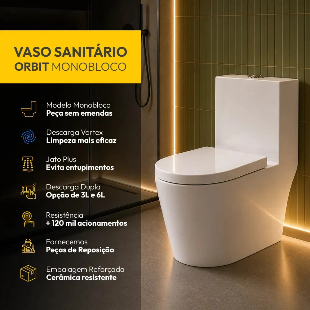Vaso Sanitário Monobloco Orbit Completo Com Caixa Acoplada Privada Cerâmica Branca Cod: Alut020031 Alut By Avant