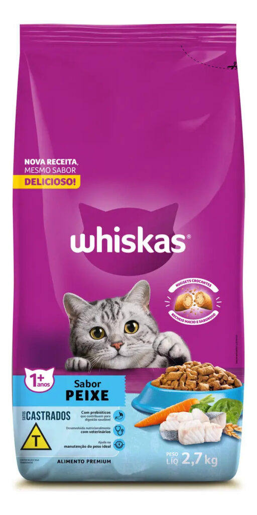 Ração Whiskas Peixe Gatos Adultos Castrados 2,7 Kg