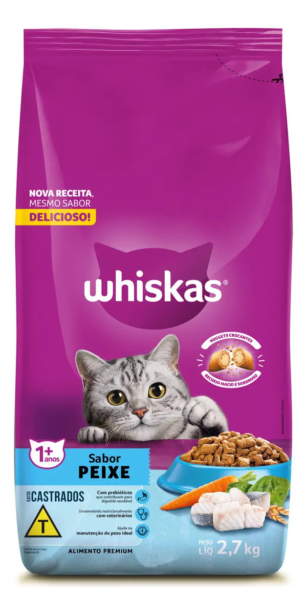 Ração Whiskas Peixe Gatos Adultos Castrados 2,7 Kg