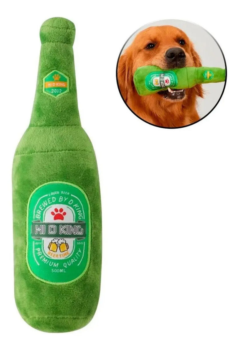 Garrafa De Cerveja Para Pet Pelúcia 25cm Brinquedo Cachorro Cor Colorido Desenho Beer