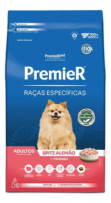 Ração Seca Cão Premier Spitz Alemão Adulto Frango 2.5kg