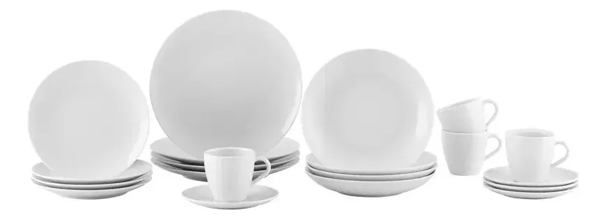 Jogo De Jantar Tramontina Porcelana Silvia 20 Peças Branco Lisa
