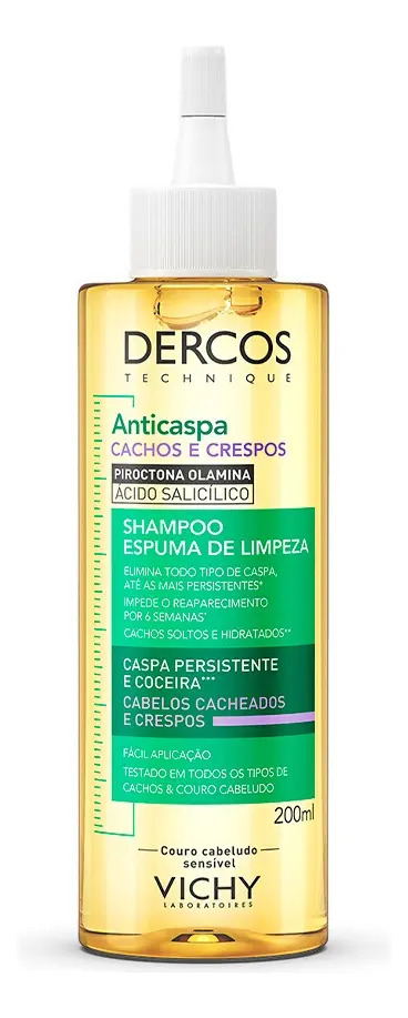 Vichy Dercos Anticaspa Cachos Shampoo Espuma De Limpeza