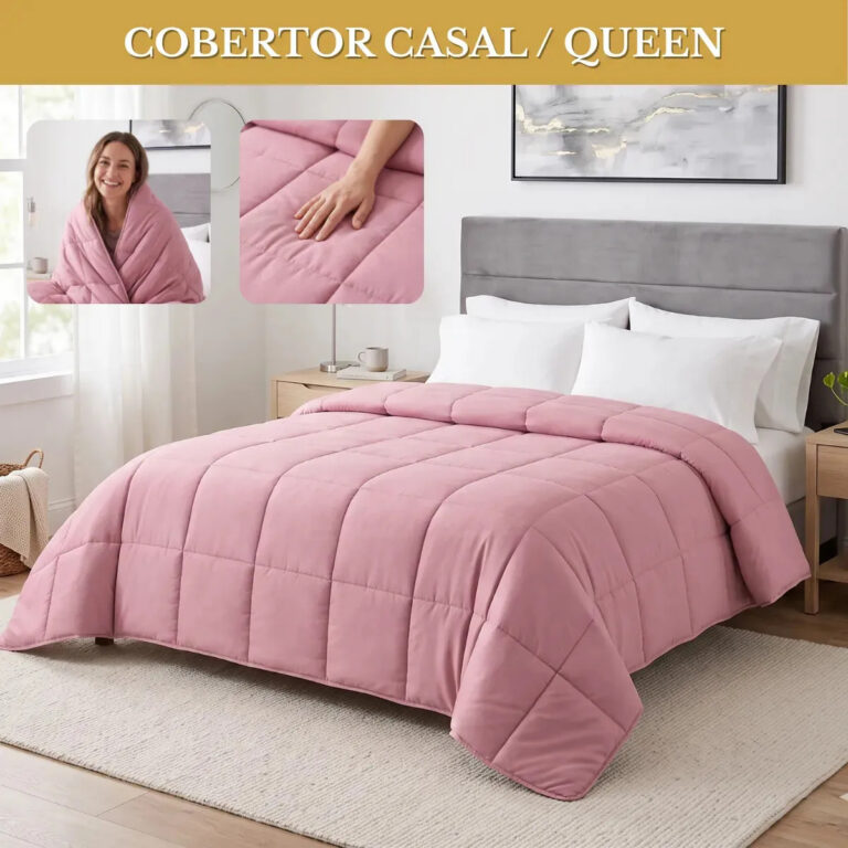 Edredom Queen Grosso 400 Fios Dupla Face Avulso Macio Aconchegante Cama Hotel Premium Luxo Cor Rosa