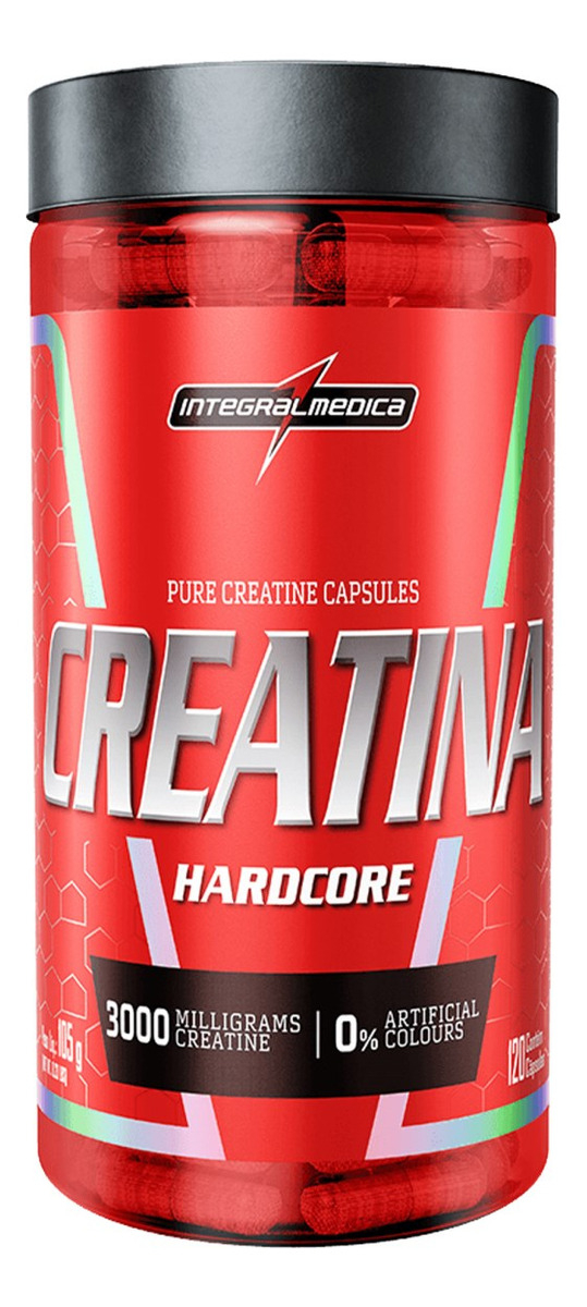 Creatina Hardcore 100% Pura 120 Capsulas Energia e Força – Integralmedica