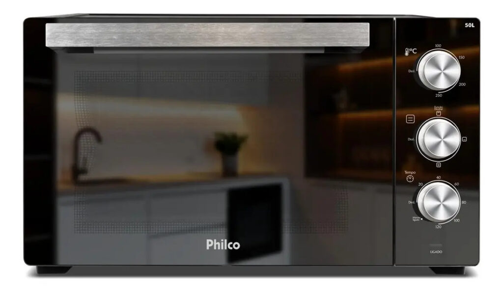 Forno Elétrico Philco 50l Cinza Espelhado Full Glass PFE50PE