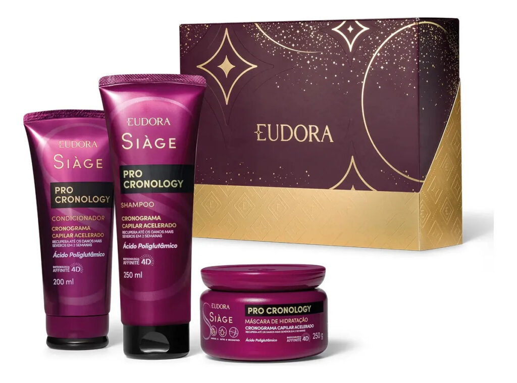 Shampoo, condicionador e máscara Eudora Siàge Pro Cronology hidratação