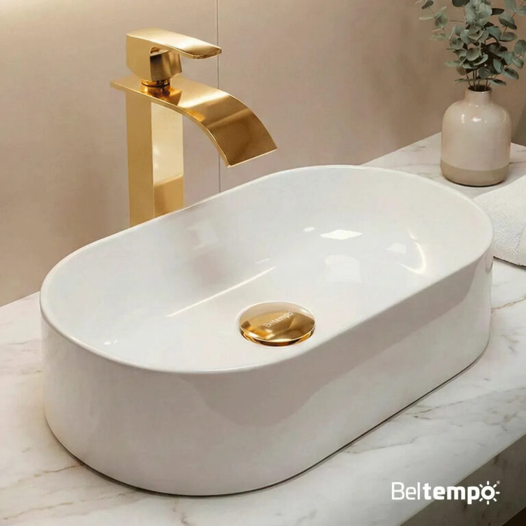 Cuba Pia de Apoio Sobrepor Oval 43×25 Branca Banheiro Lavabo Beltempo BT-2030