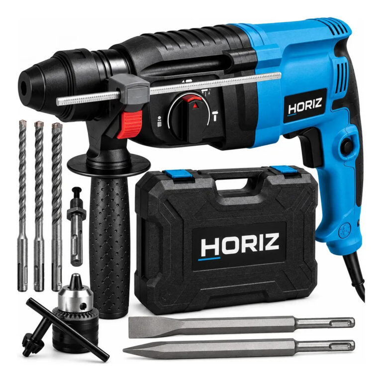 Martelete Perfurador Rompedor Profissional 26mm 1300w Sds Frequência 60 Perfurador Demolidor 3 em 1 Potente para Concreto Parede Obra com Maleta e Acessórios 110v Cor Azul Marca Horiz