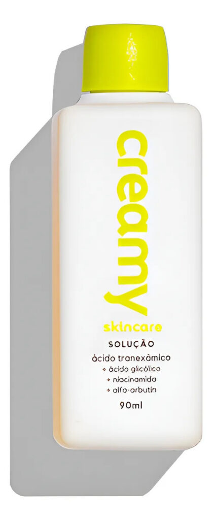 Creamy Skincare Ácido Tranexâmico 90ml Solução Clareadora Previne a Hiperpigmentação de Manchas Solares Trata Acne e Melasma Todos os Tipos de Pele Uso Noturno