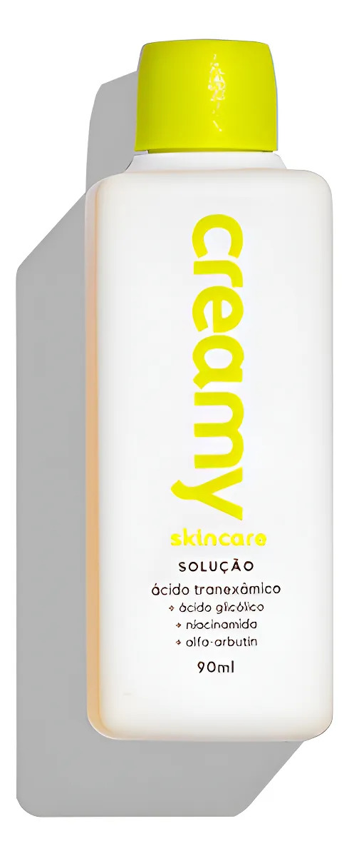 Creamy Skincare Ácido Tranexâmico 90ml Solução Clareadora Previne a Hiperpigmentação de Manchas Solares Trata Acne e Melasma Todos os Tipos de Pele Uso Noturno
