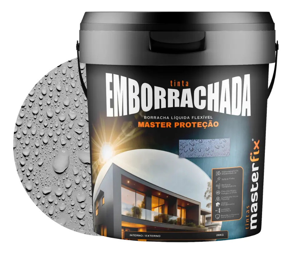 Tinta Emborrachada Masterfix 4kg Impermeável Flexível Acabamento Fosco Cor Elefante
