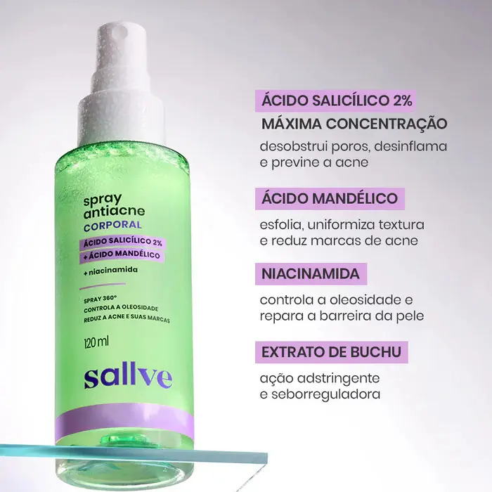 Spray Antiacne Corporal Com Válvula 360° 120ml Sallve Neutra