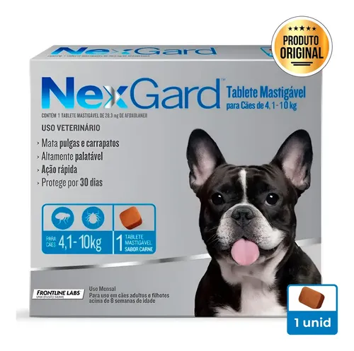 Nexgard Cães 4 A 10kg Antipulgas Carrapatos 1 Tablete