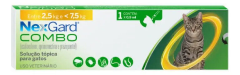 NexGard Combo Pipeta Antipulgas Sarna Vermes Gatos 2,5 a 7,5kg
