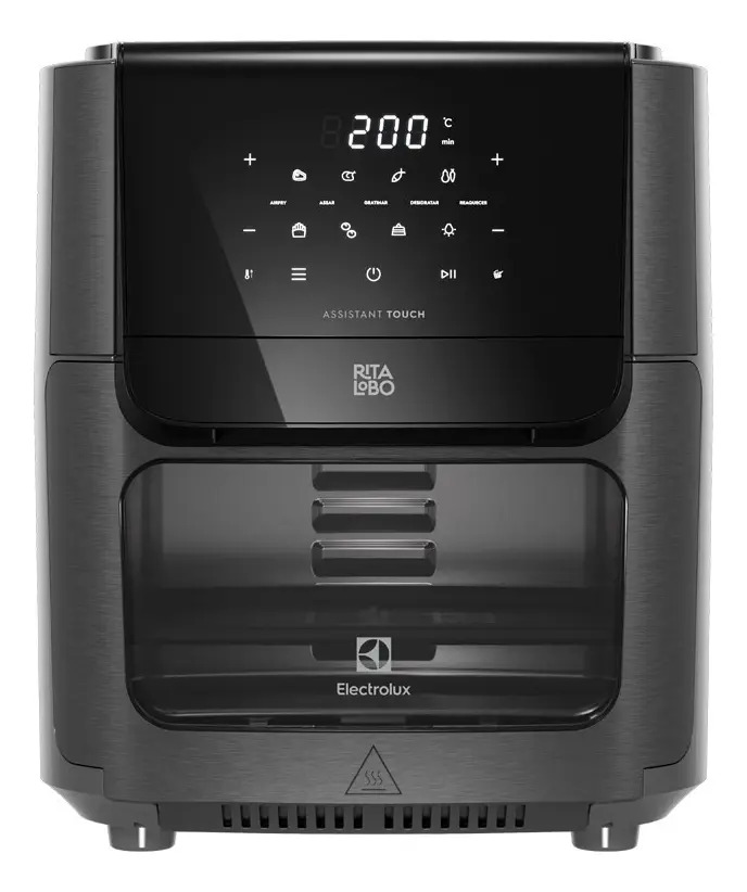 Air Fryer Forno 5 em 1 12L 1700W Digital 1 Bandeja Antiaderente 5 modos preparo 7 Receitas Programadas Aviso Sonoro Fritadeira Elétrica sem Óleo Forno Bancada Electrolux EAF85 Grafite