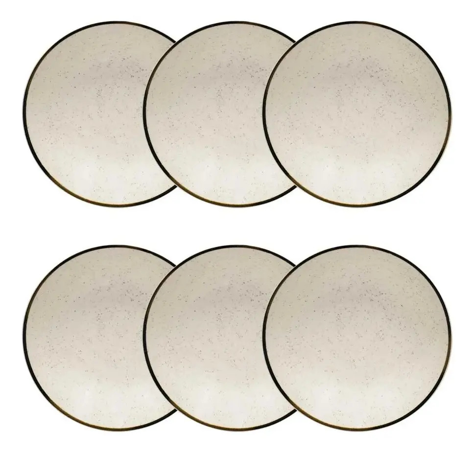 Jogo 6 Pratos Fundos Rustico Brisa 20,5cm Oxford Porcelanas