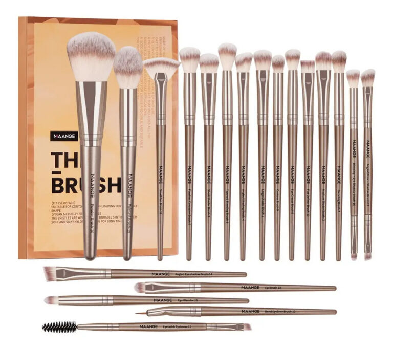 Conjunto de pincéis de maquiagem profissional, 20 unidades, cor dourada