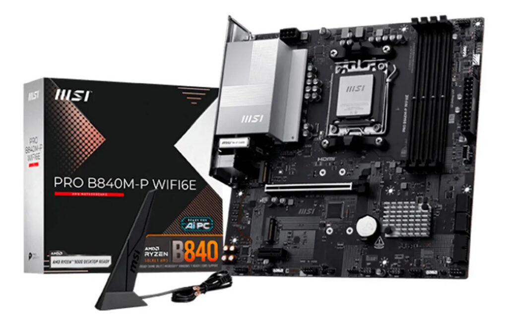 Placa-mãe Msi Pro B840m-p WiFi6e Am5 4x Ddr5 2x M.2 Pcie 4.0 USB-c WiFi 6e Bt 5.3 Micro Atx
