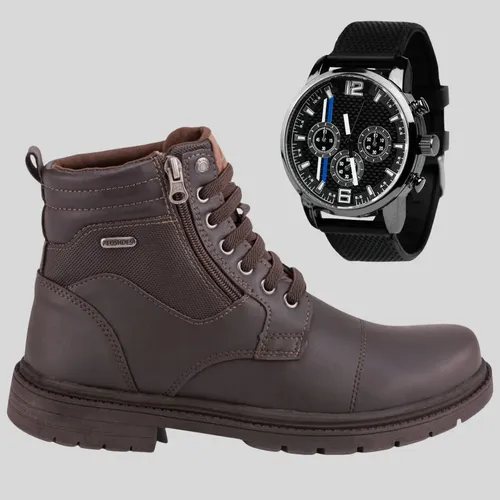 Bota Masculina Botina Coturno Adventure+ Relógio Digital