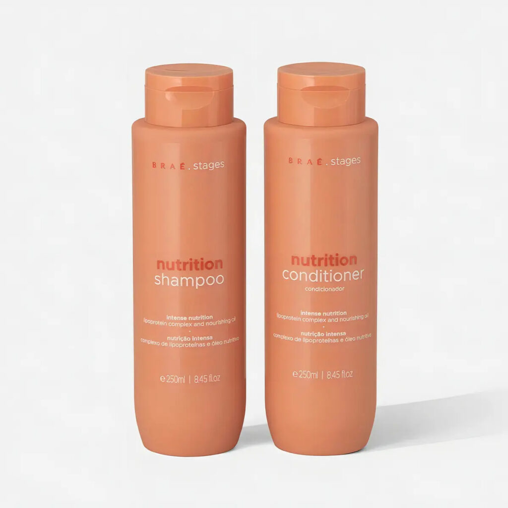 Kit Braé Stages Nutrição: Shampoo e Condicionador para Cabelos Ressecados e sem Vida