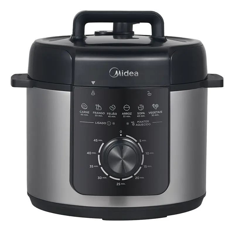 Panela De Pressão Mecânica Preta E Inox 4l Midea Cor Cinza